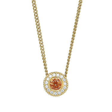 Kelly Waters Gold Vermeil November Halo Birthstone Pendant on 18" Curb Chain