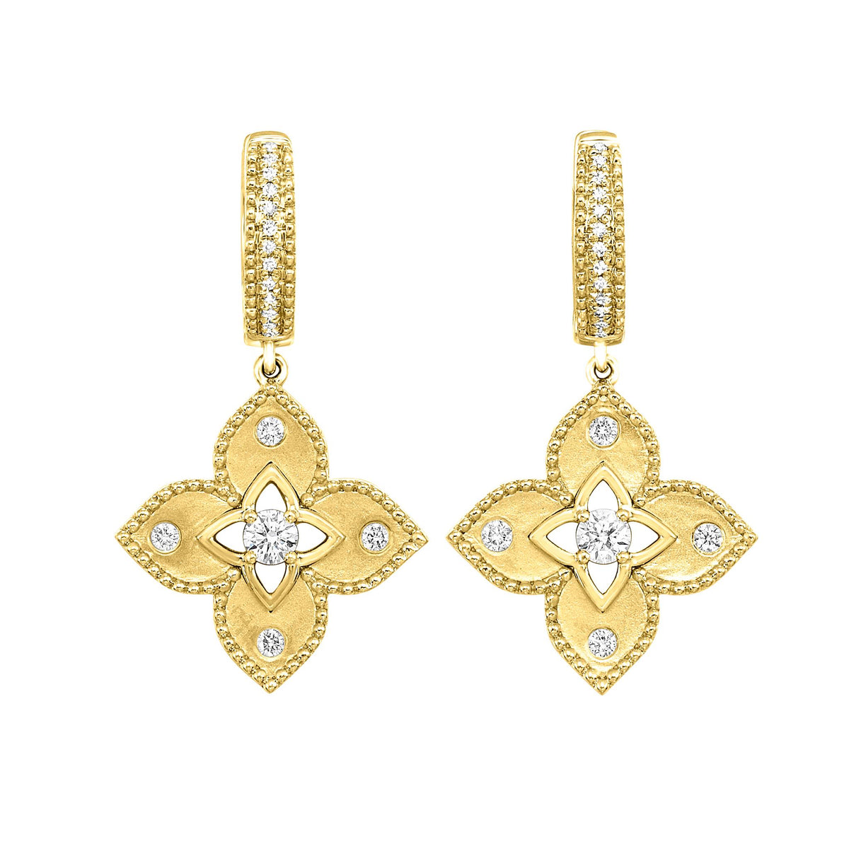 Granada 14K Yellow Gold Dangle Earrings with .30cttw Natural Diamonds