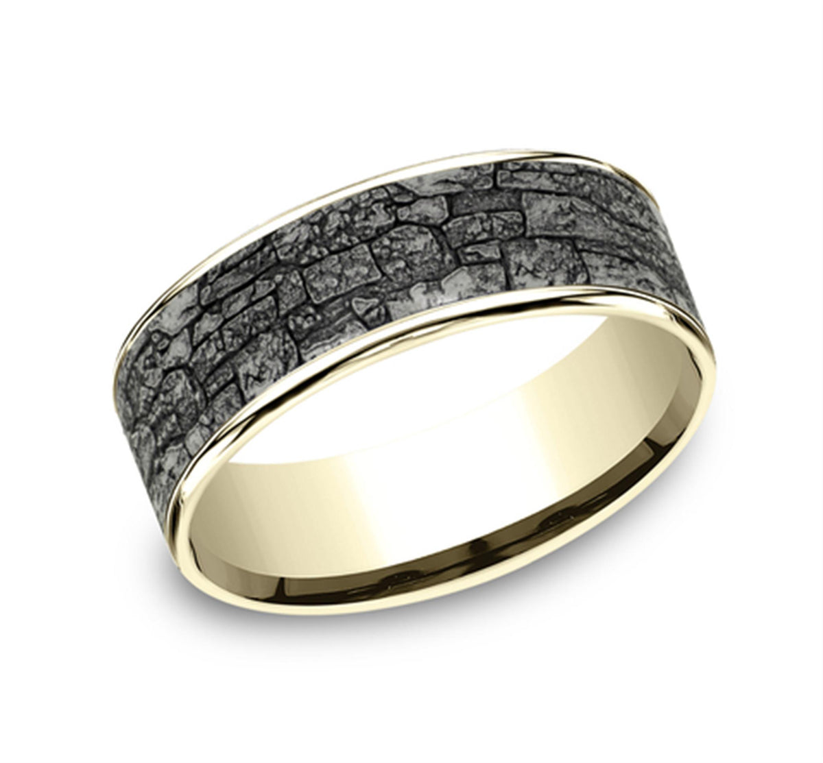 Tantalum & 14Kt Gray & Yellow Ammara Stone Band