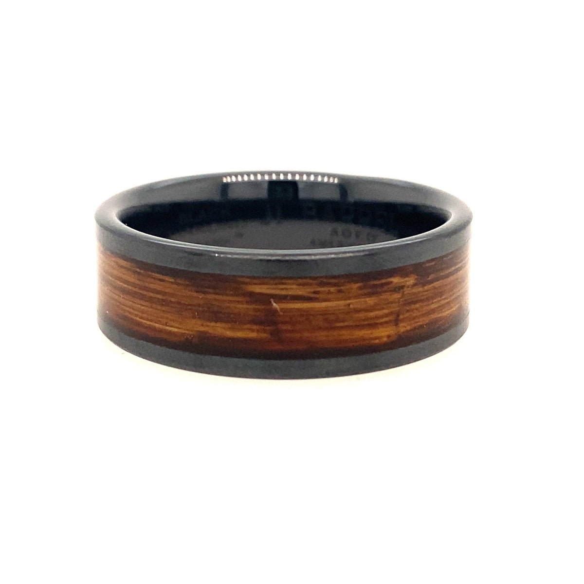 Ceramic Black Wood Inlay Band