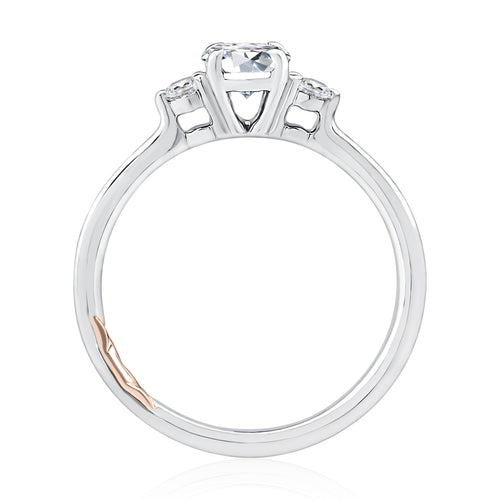 A. Jaffe Three-Stone Engagement Ring in 14K White Gold