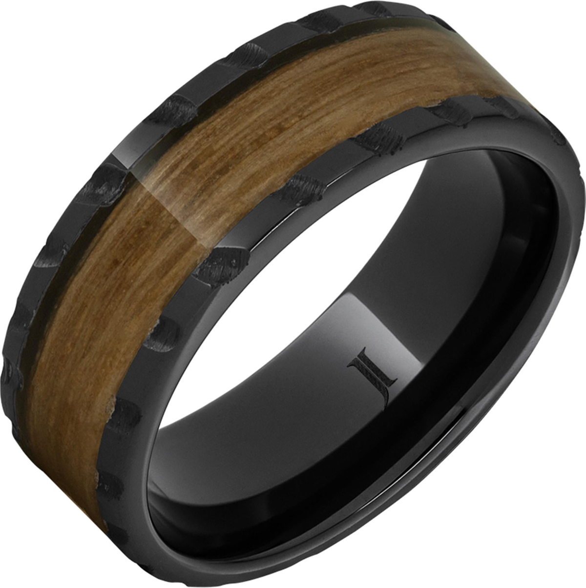 Ceramic Black Wood Inlay Band