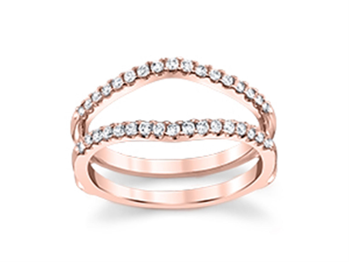 14Kt Rose Gold Insert Guard / Wrap Insert Guard Ring With 0.30cttw Natural Diamonds