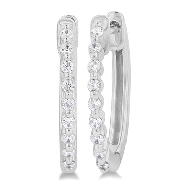 Sterling Silver 0.15cttw Diamond Hoop Earrings