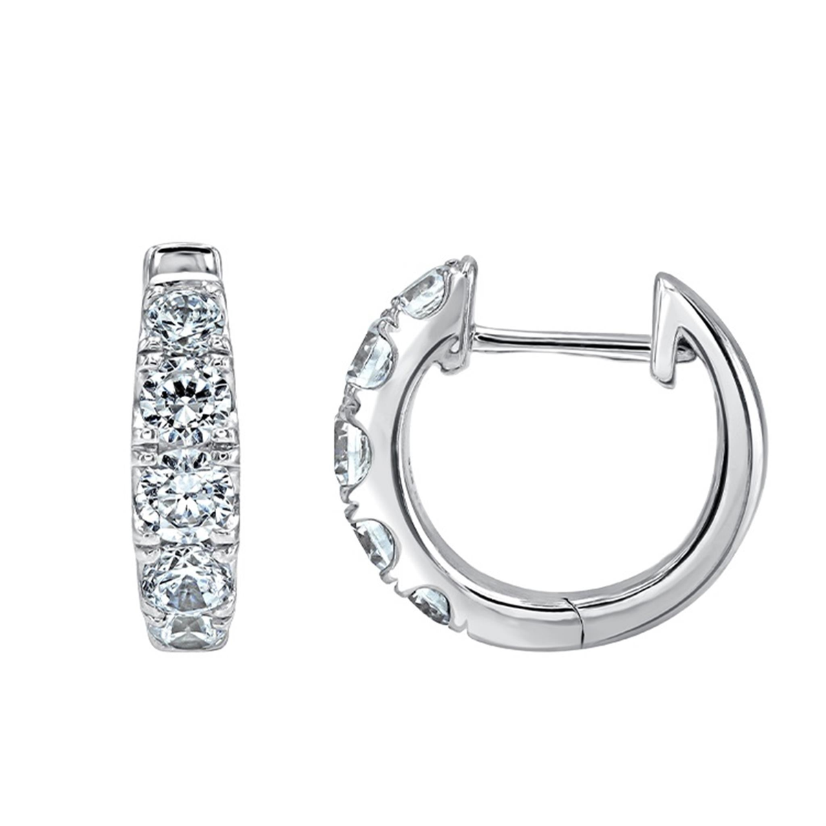 Fire & Ice 18Kt White Gold Azalea Natural Diamond Huggie Hoop Earrings