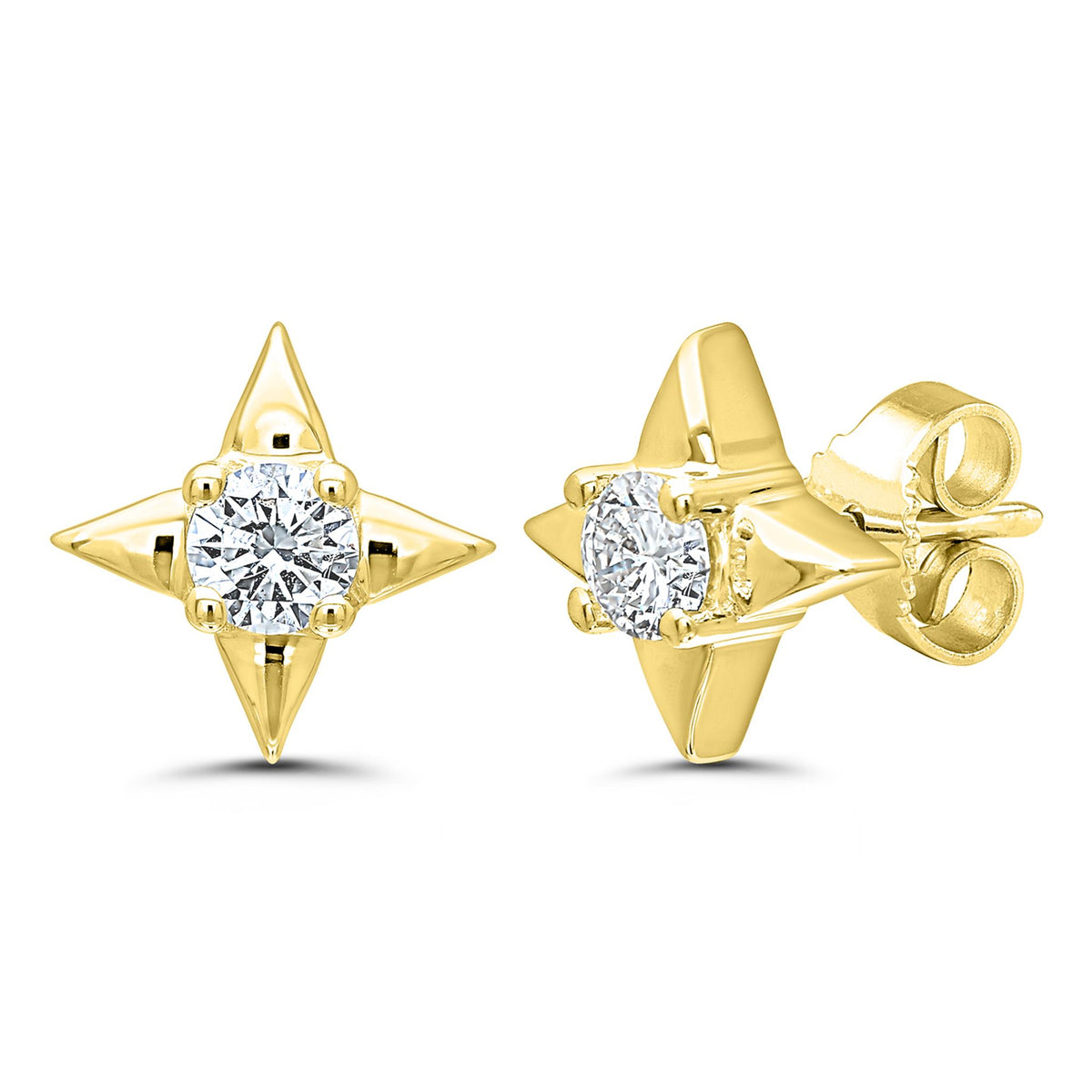 Star Of Hope 14Kt Yellow Gold Classic Stud Earrings With .25cttw Natural Diamonds