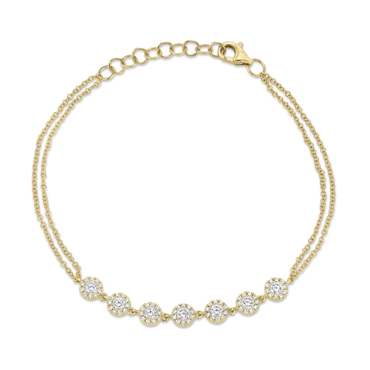 14Kt Yellow Gold Fancy Link Bracelet With 0.66cttw Natural Diamonds