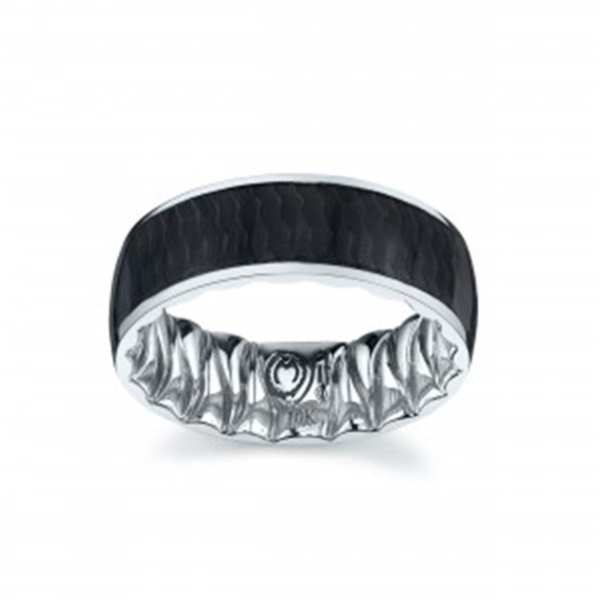 14Kt White Gold 8mm M-FIT Band With Black Ceramic Inlay