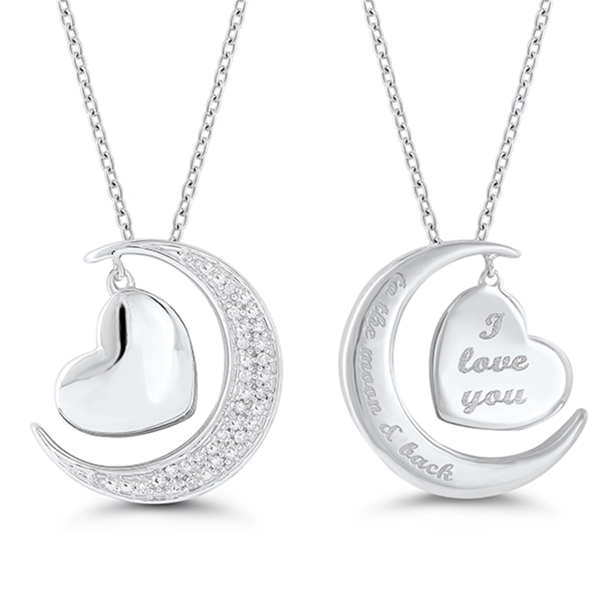 Sterling Silver 'I Love You to the Moon  Back' Necklace