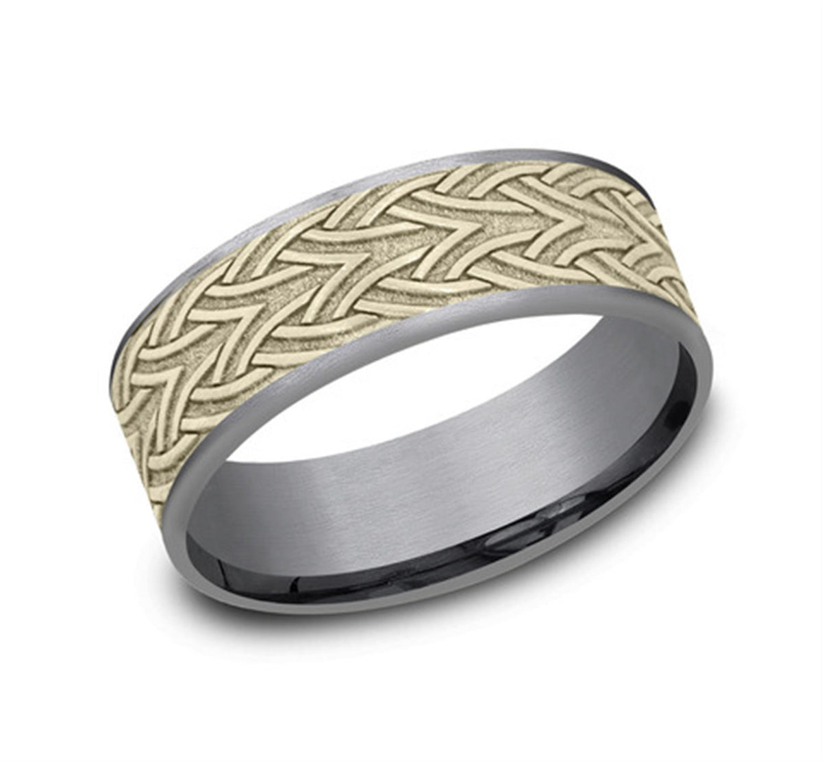 14kt Yellow Gold & Grey Tantalum Band With Celtic Arrow Knot Center