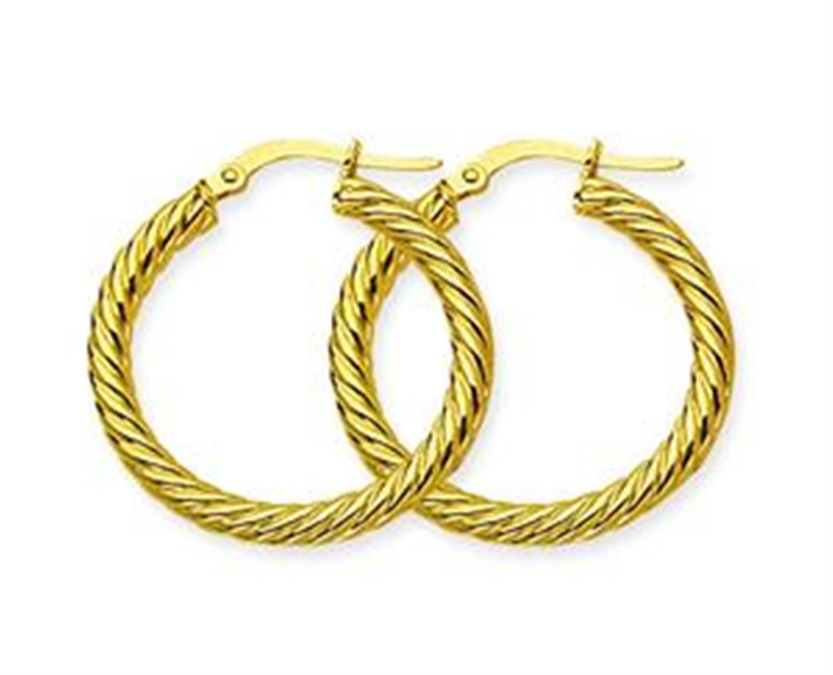 14Kt Yellow Gold Twisted Hoop Earrings