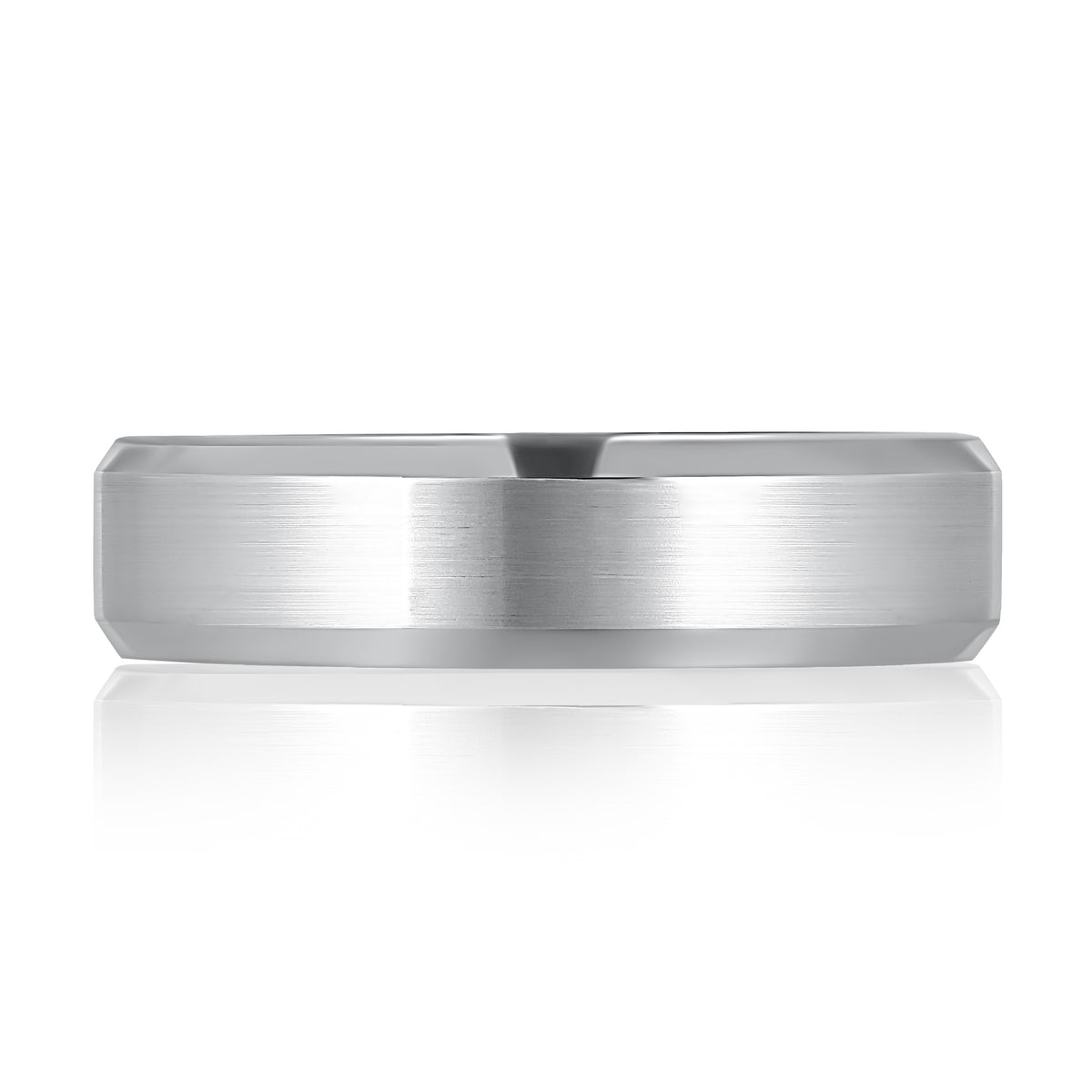 A. Jaffe Expandable 6mm Satin Center High Polish Beveled Edges Men's Band in 14K White Gold