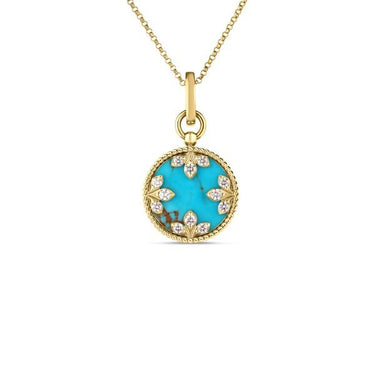 Roberto Coin 18K Yellow Gold Venetian Medallions Turquoise, Mother of Pearl, & Diamond Reversible Pendant