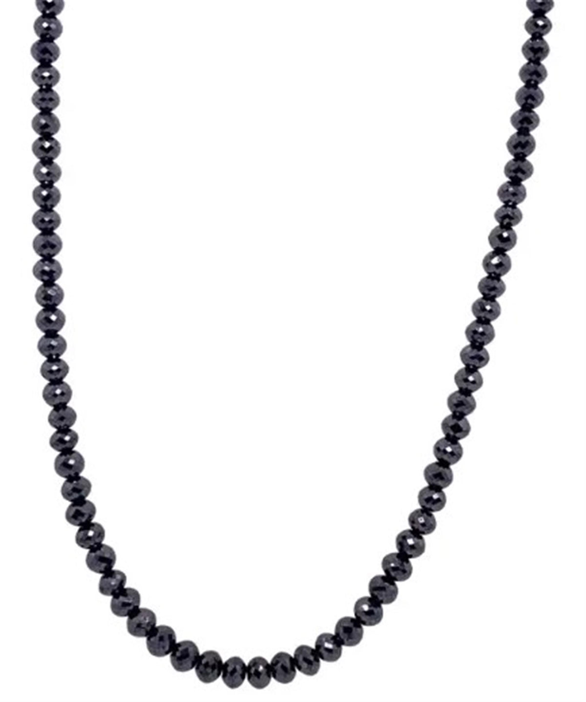 18" Faceted 3.2mm Black Diamond Bead Necklace - 44.70cttw
