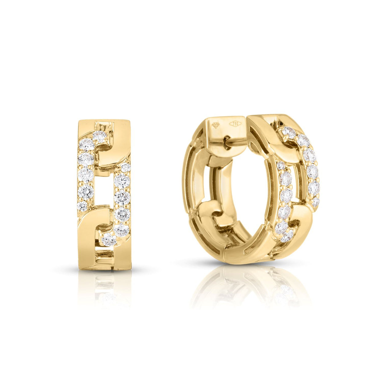 Roberto Coin 18Kt Yellow Gold Navarra Hinged Hoop Earrings with .29cttw Natural Diamonds (G Color - SI1 Clarity)