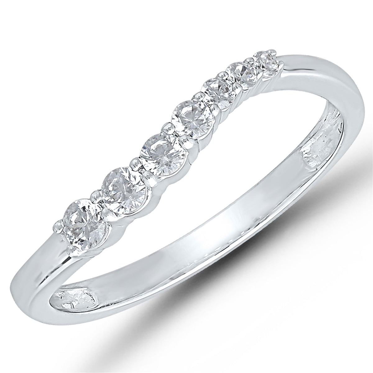 14Kt White Gold Journey Wedding Ring With 0.25cttw Natural Diamonds