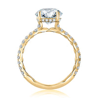 A. Jaffe Round Diamond Hidden Halo Pave Basket Engagement Ring in 14K Yellow Gold