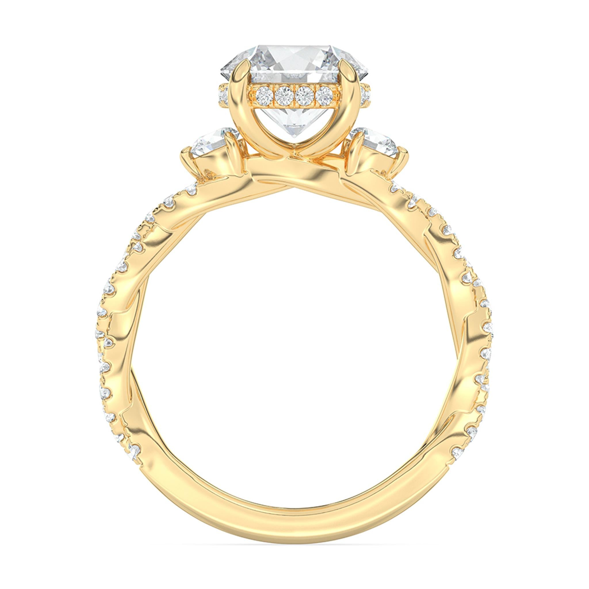 Lasker's Big Rocks Lab-Grown Diamond Collection 14Kt Yellow Gold Ring with 2.09Ct Round Lab-Grown Diamond Center