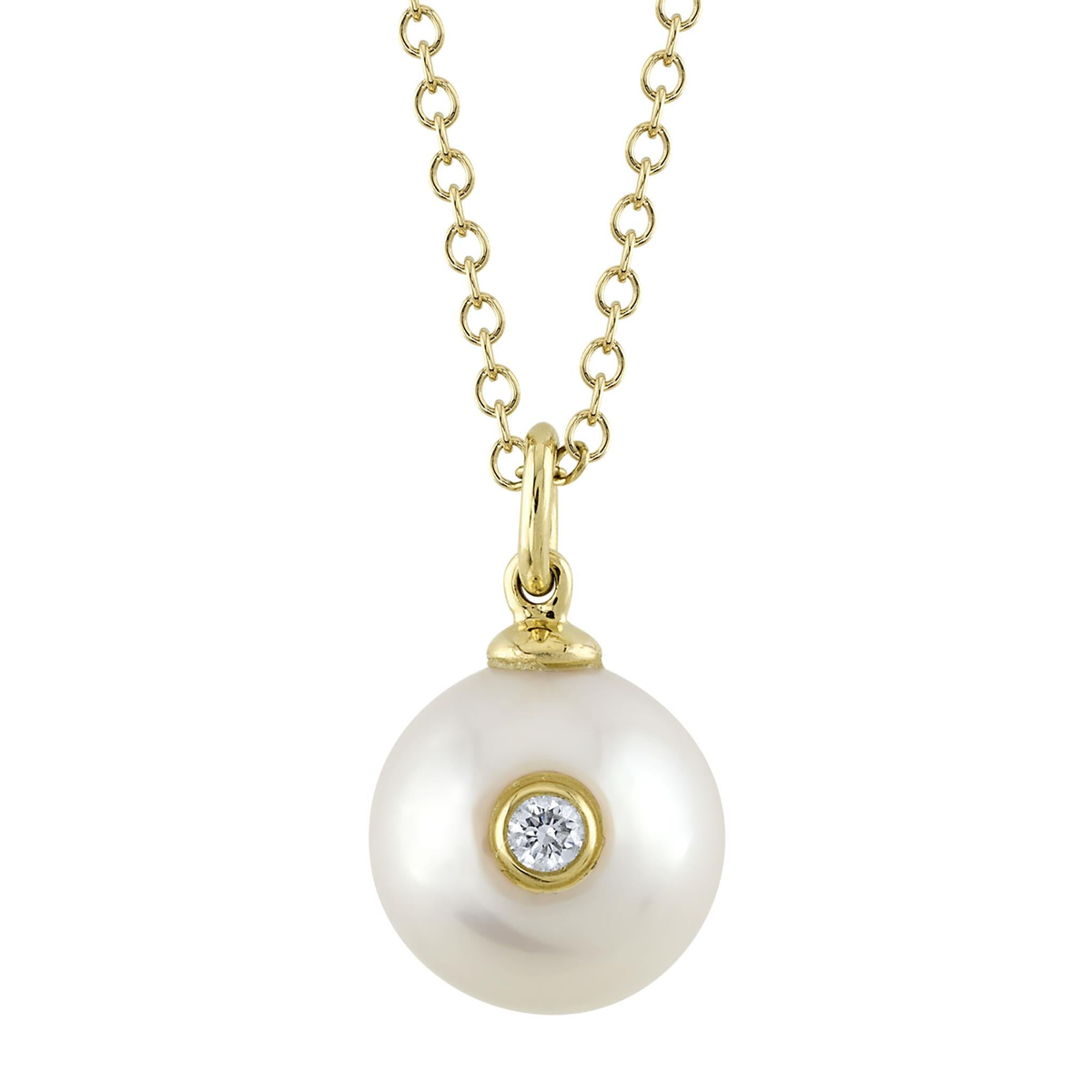 Shy Creation Gold Cultured Pearl Diamond Necklace