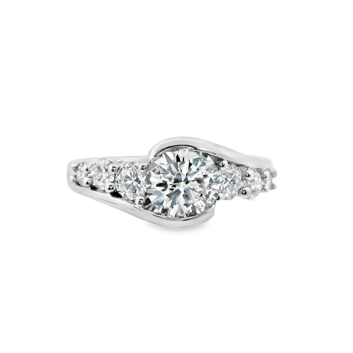 14Kt Half Bezel-Set Ring With 1.01ct Natural Center Diamond