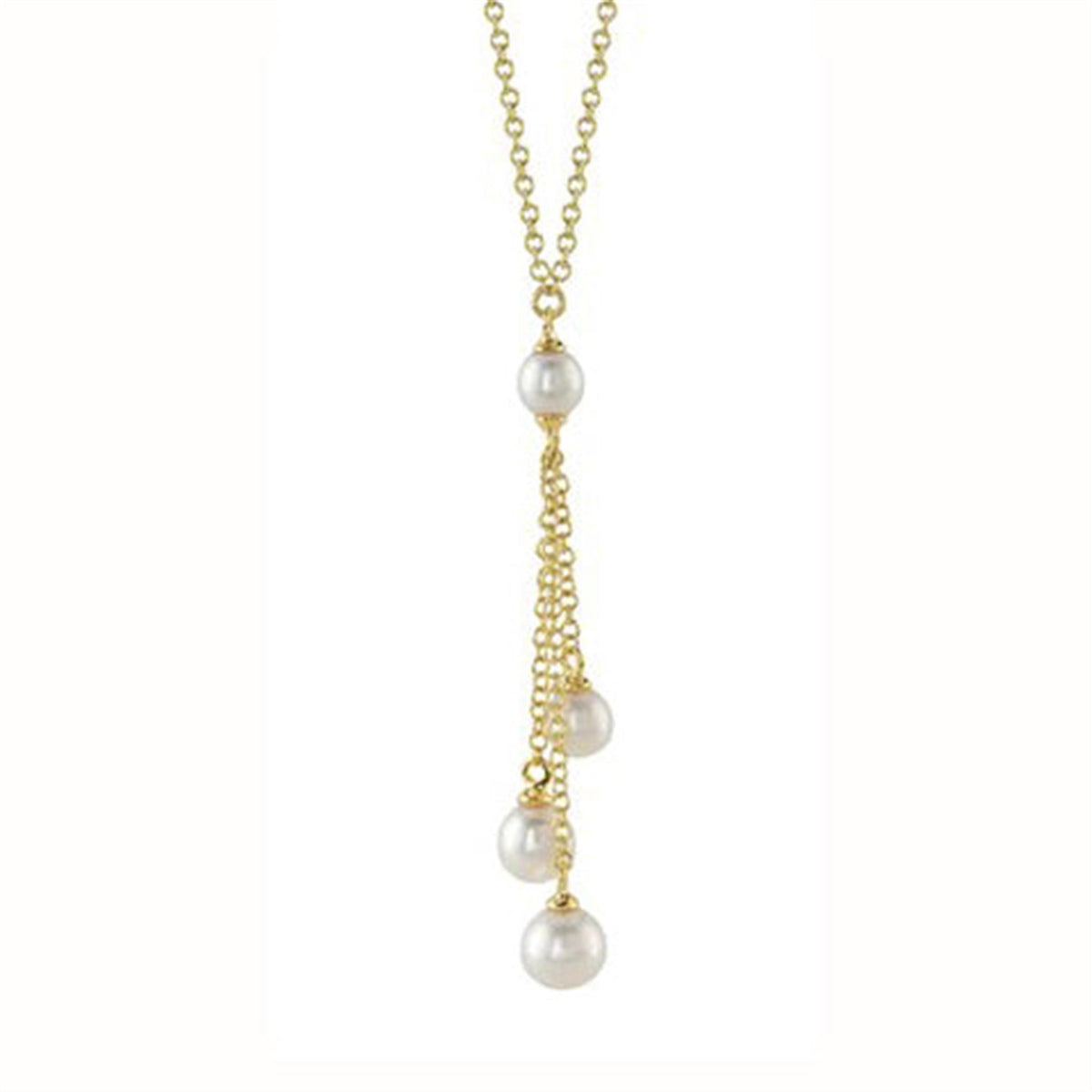 Shy Creation Gold Cultured Pearl Dangle Necklace