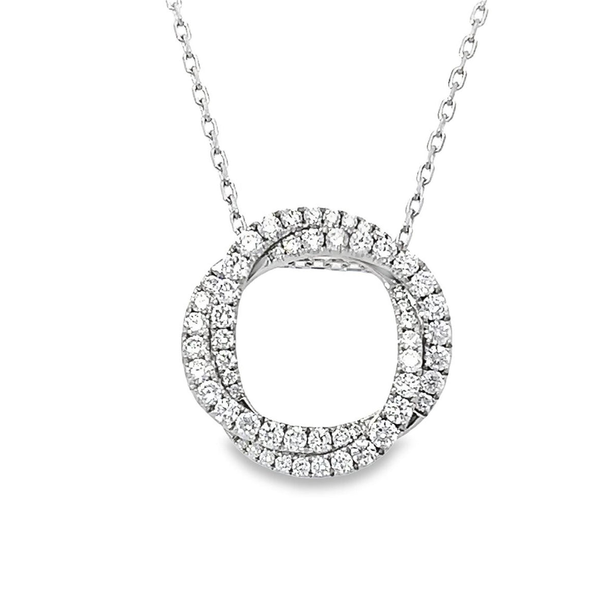 Frederic Sage 14Kt White Gold Twist Halo Pendant with 1.20cttw Natural Diamonds