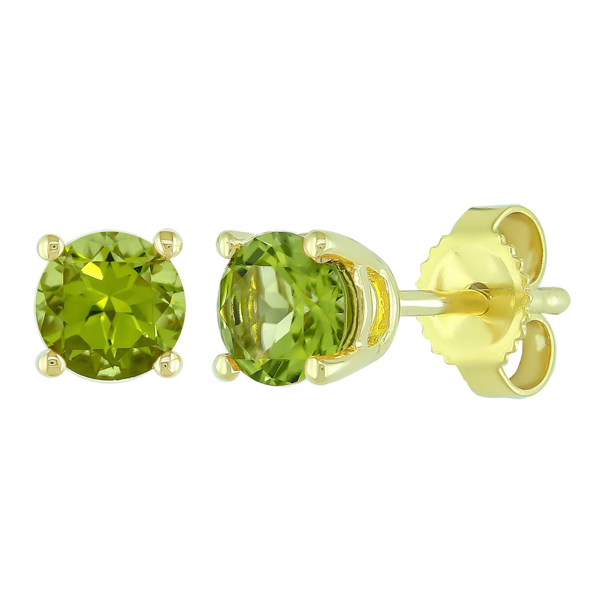 14Kt Yellow Gold Stud Earrings with 5mm Peridot