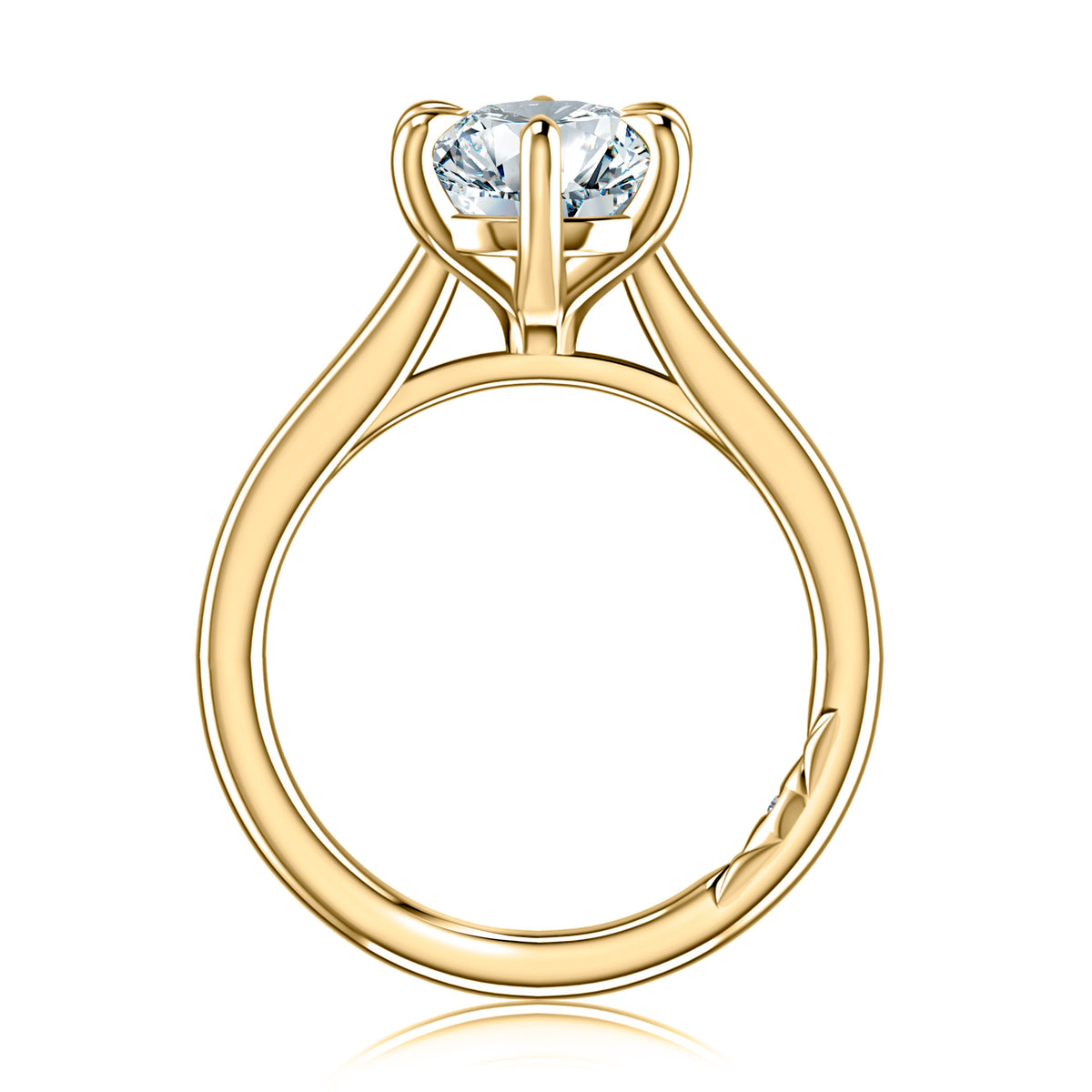 A.Jaffe Classic Six-Prong Cathedral Solitaire Engagement Ring in 14K Yellow Gold