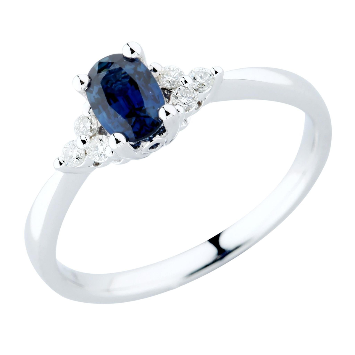 18Kt White Gold .84Ct Blue Sapphire Diamond Ring