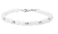 Ania Haie Freshwater Pearl (4-5mm) and Cubic Zirconia Bezel Set Bracelet in Sterling Silver