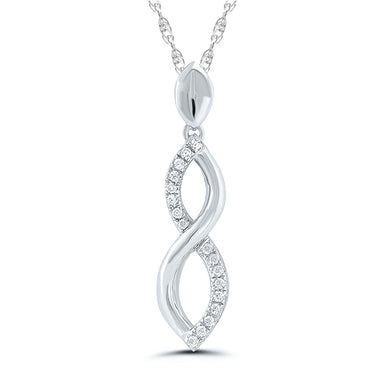 10Kt White Gold Infinity Twist 0.05cttw Diamond Pendant