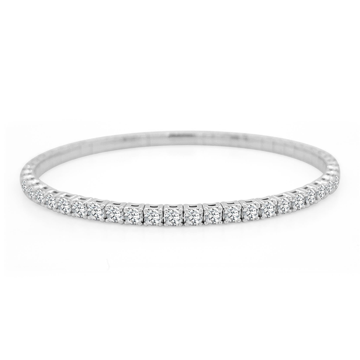 14Kt White Gold Flex Bangle Bracelet With 2.00cttw Natural Diamonds