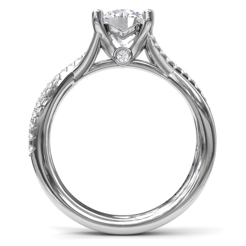 14Kt White Gold Free-Form Engagement Ring Mounting With 0.27cttw Natural Diamonds