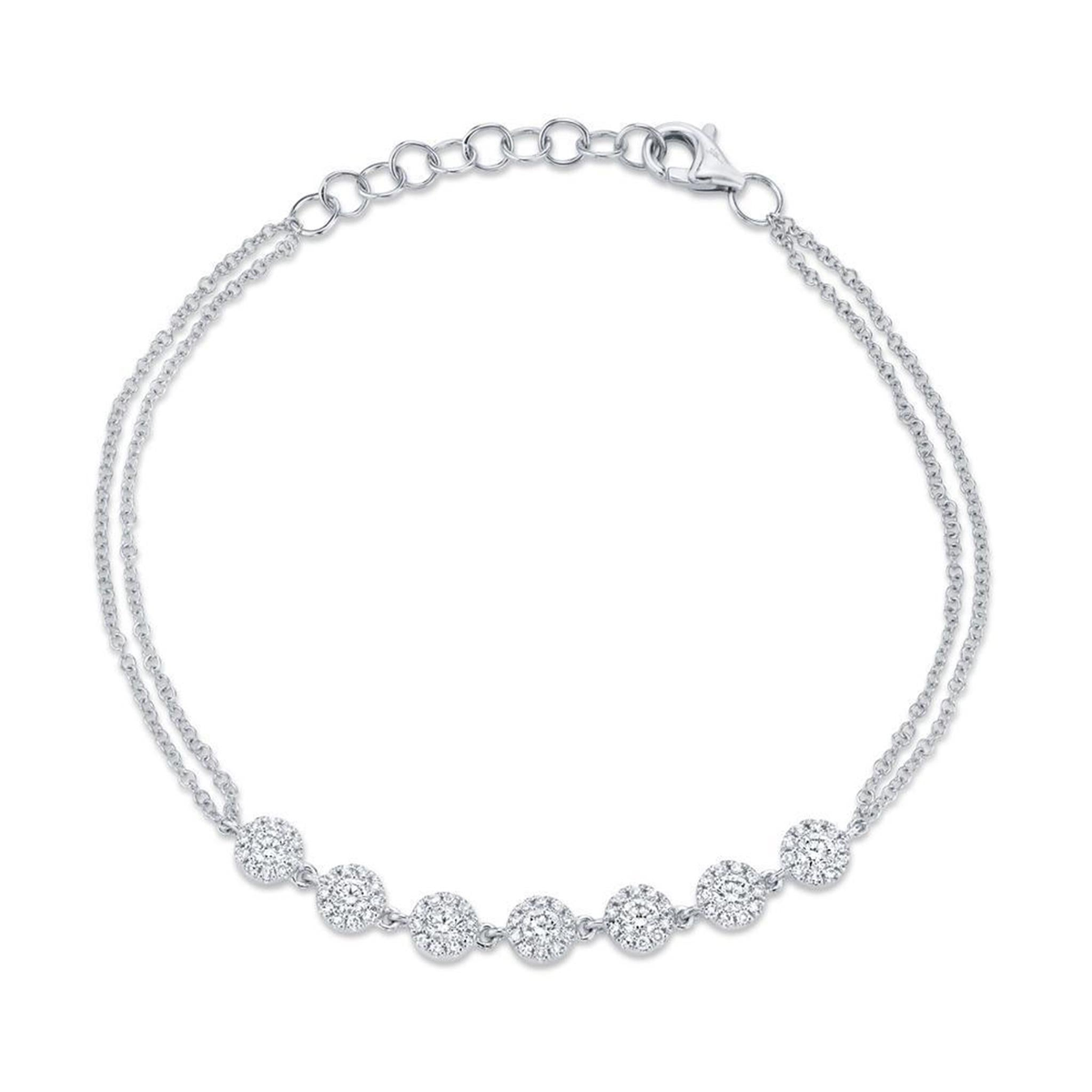 14Kt White Gold Fancy Link Bracelet With 0.66cttw Natural Diamonds