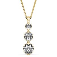 Past, Present, Future 3-Stone Pendant in 14kt Yellow Gold with 3.50cttw Round Diamonds (I Color - SI2 Clarity) on 18" Box Chain