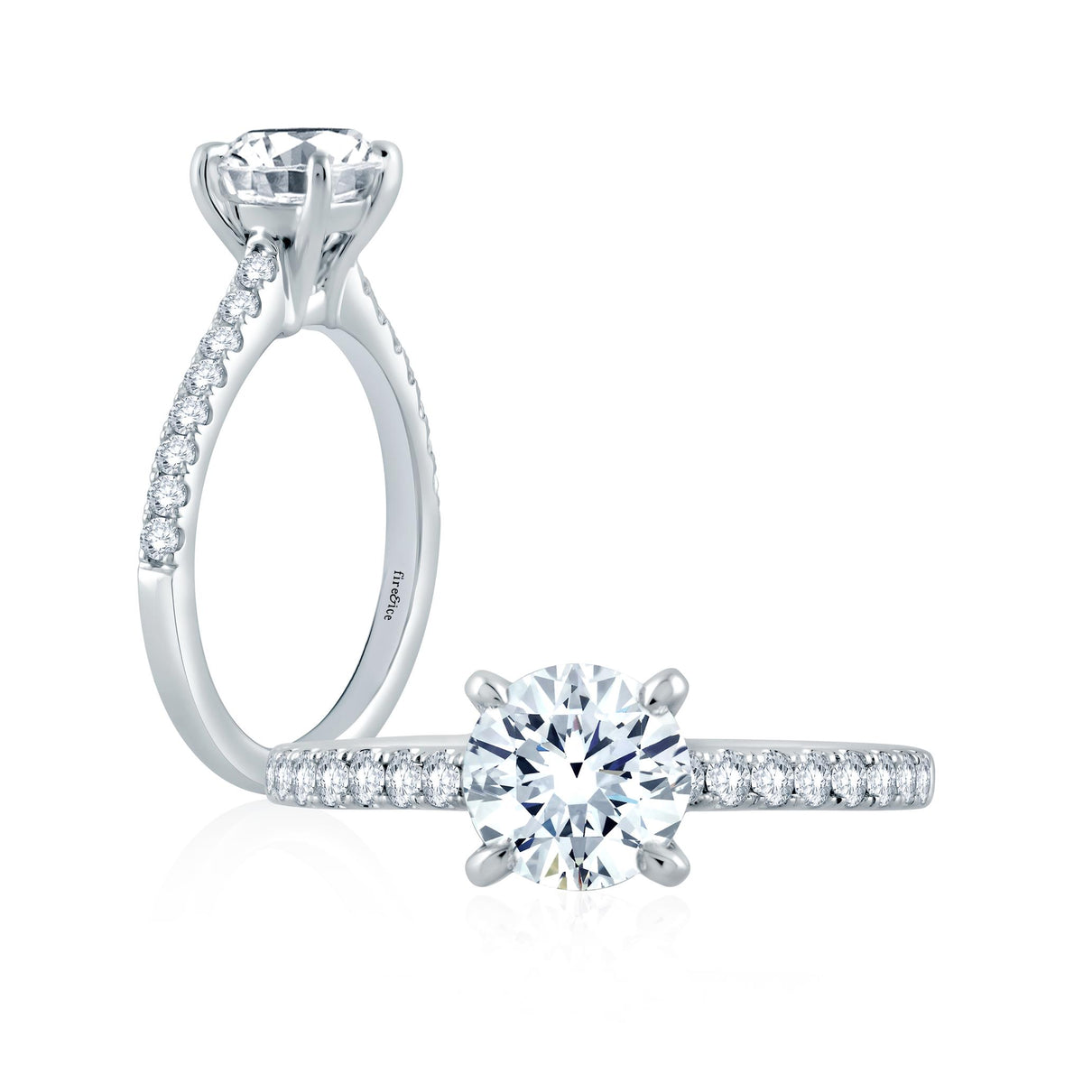 18Kt White Gold Classic Prong Engagement Ring With 1.04ct Natural Center Diamond