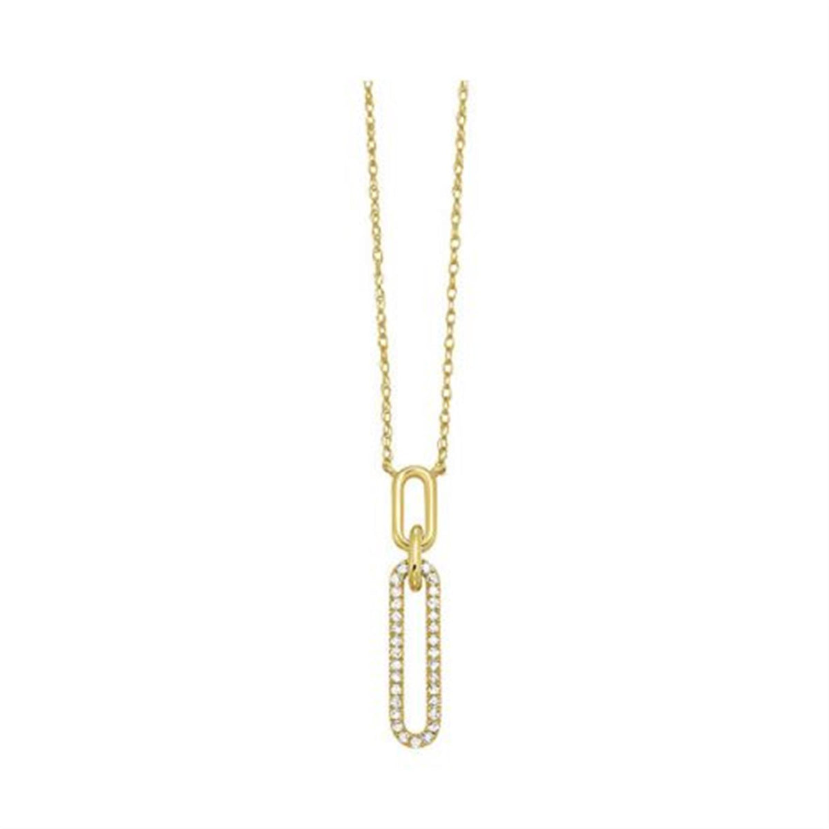 10kt Yellow Gold Paperclip Link Pendant with .10cttw Natural Diamonds