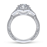 14Kt White Gold Vintage Inspired Engagement Ring With 0.70ct Natural Center Diamond