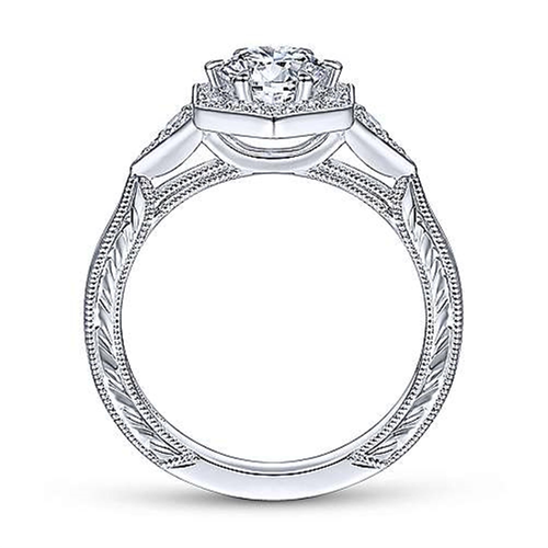 14Kt White Gold Vintage Inspired Engagement Ring With 0.70ct Natural Center Diamond