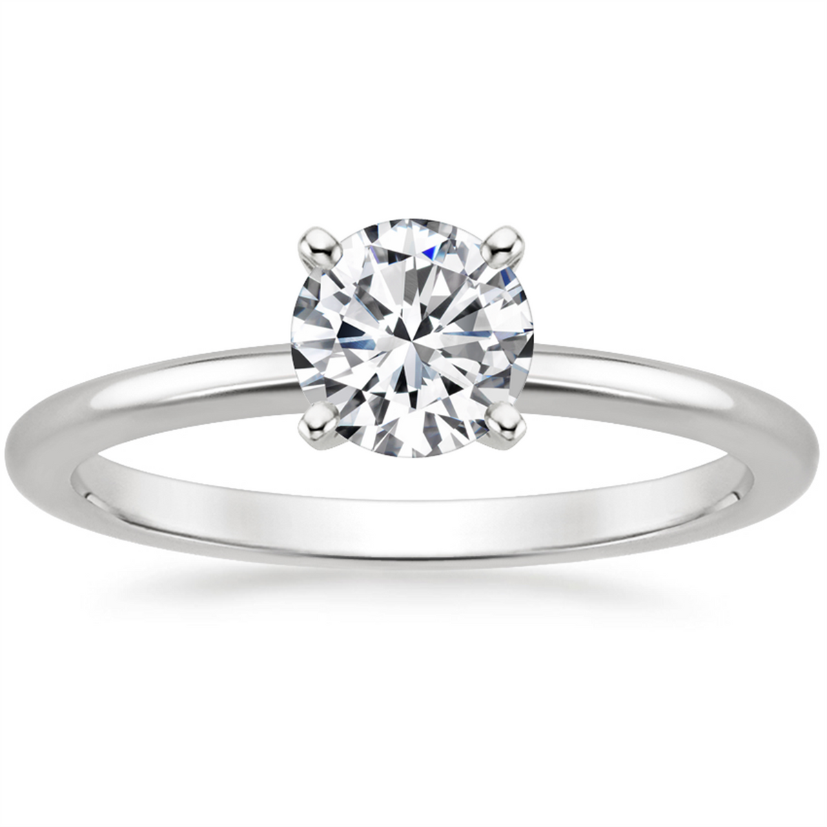 14Kt White Gold Solitaire Ring With 0.70ct Round Natural Center Diamond