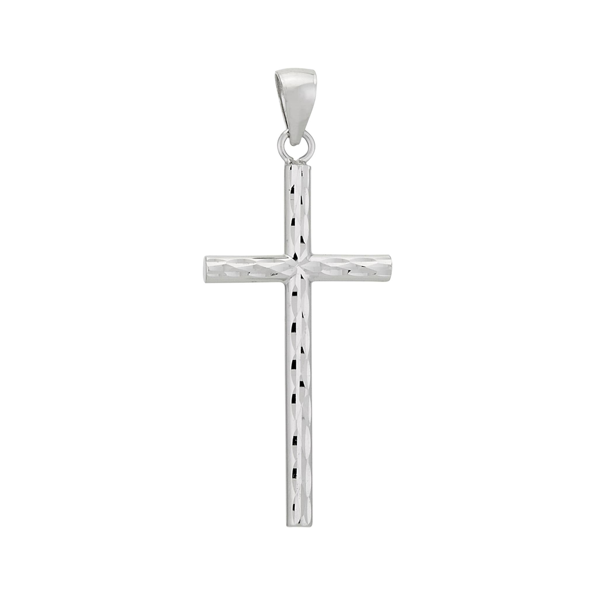 14K White Gold Reversible Cross Pendant