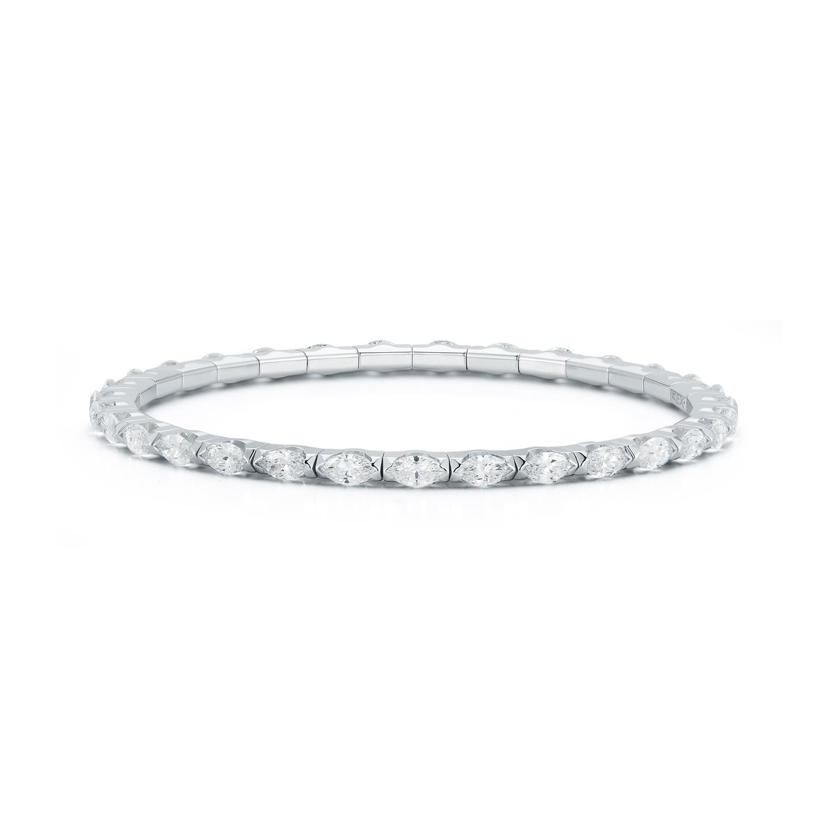 Roberto Demeglio 18Kt White Gold Extensible Bangle Bracelet with 3.00cttw Marquise Natural Diamonds