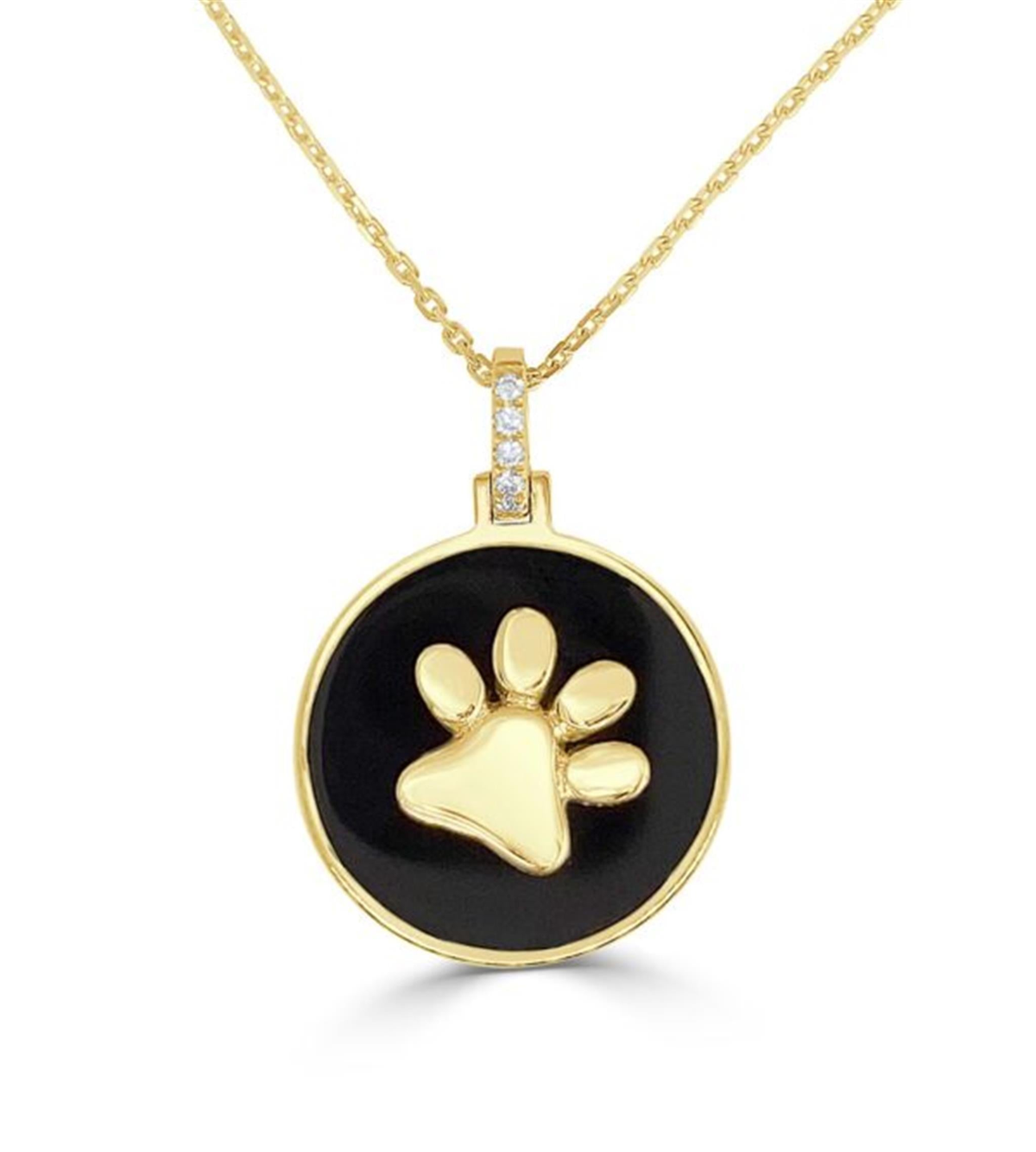 Frederic Sage 14Kt Yellow Gold Black Onyx Pet Paw Pendant