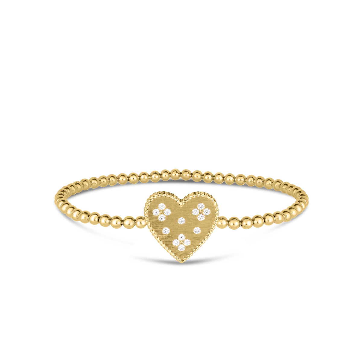 Roberto Coin 18Kt Yellow Gold Venetian Princess Heart Beaded Stretch Bracelet