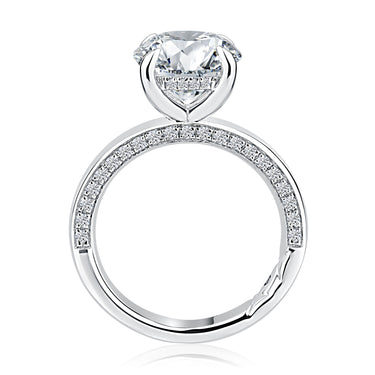 A. Jaffe Round Center Diamond Solitaire Engagement Ring Mounting with Accent Diamonds In Ring Edge