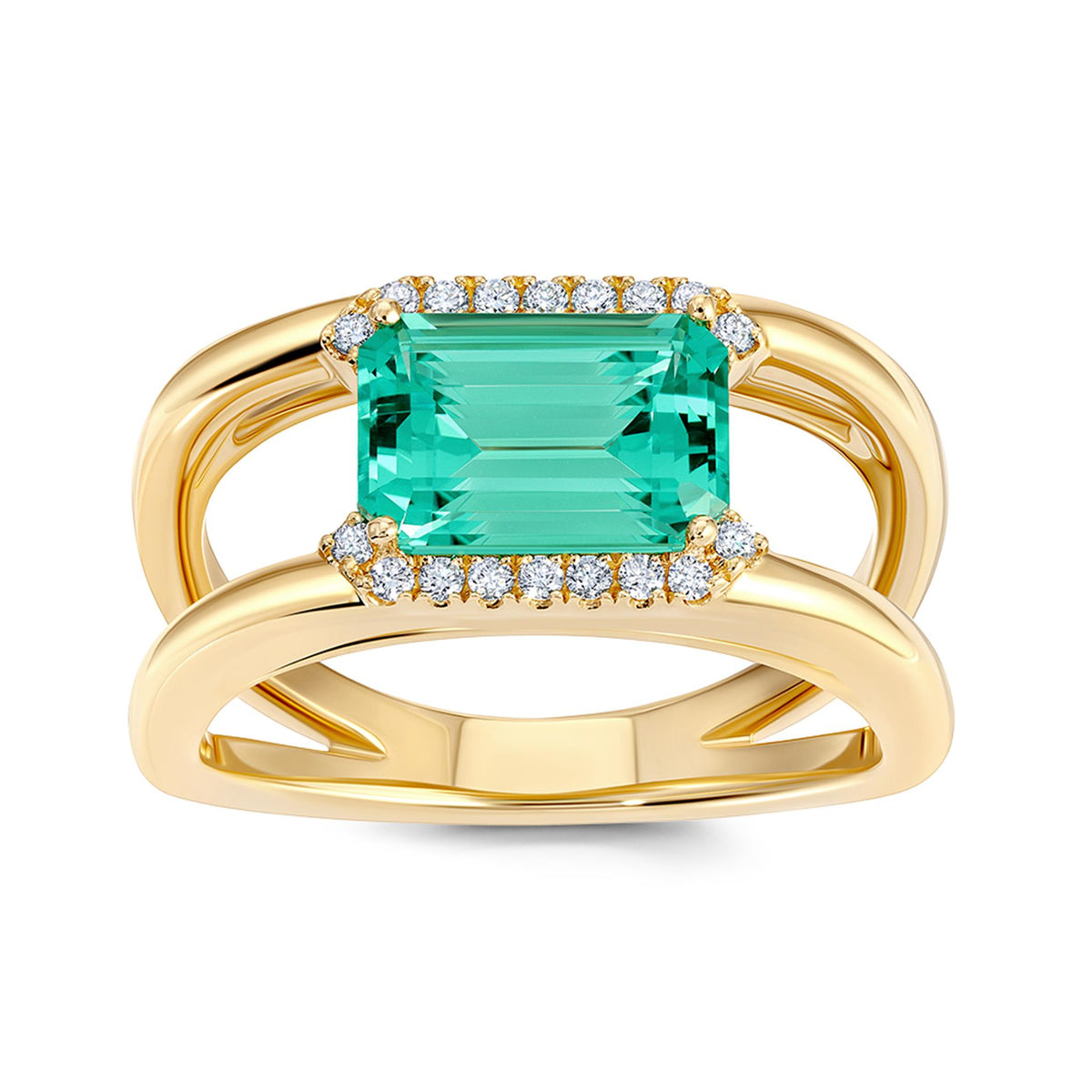 14Kt Yellow Gold Ring With 2.39ct Chatham Lab Created Mint Colored Chrysoberyl