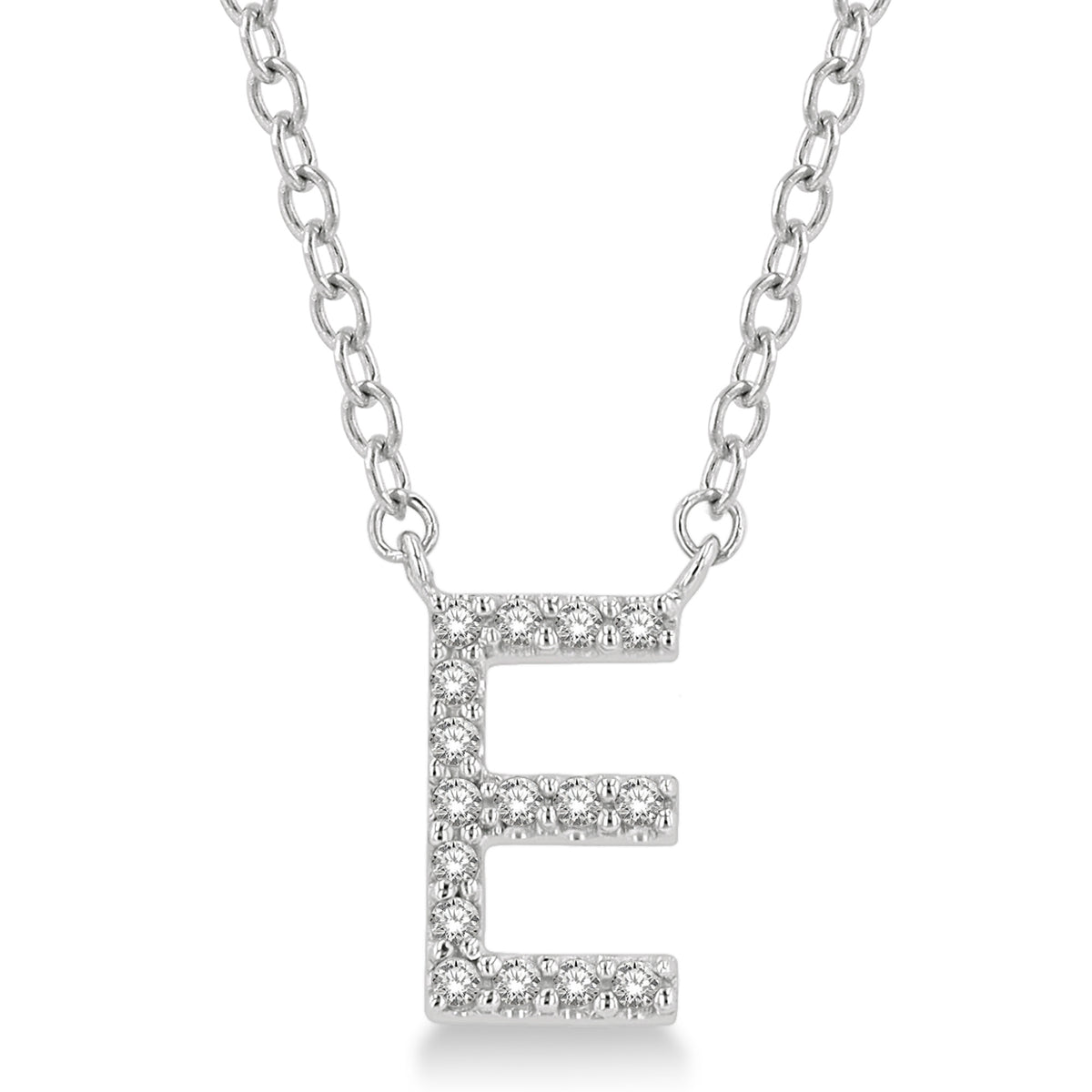 Lasker Petites 10Kt White Gold ‘E’ Initial Diamond Pendant