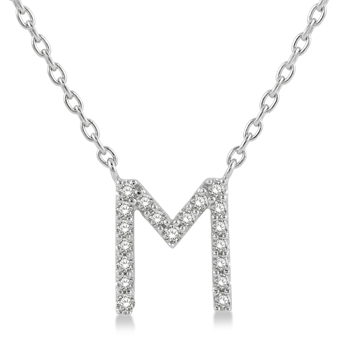 Lasker Petites 10Kt White Gold ‘M’ Initial Diamond Pendant