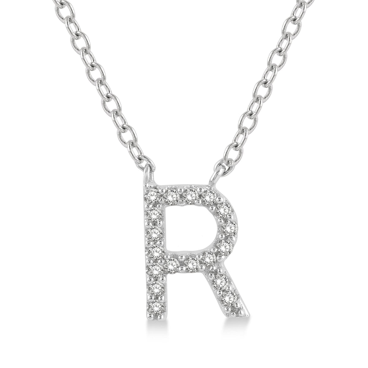 Lasker Petites 10Kt White Gold 'R' Initial Diamond Pendant