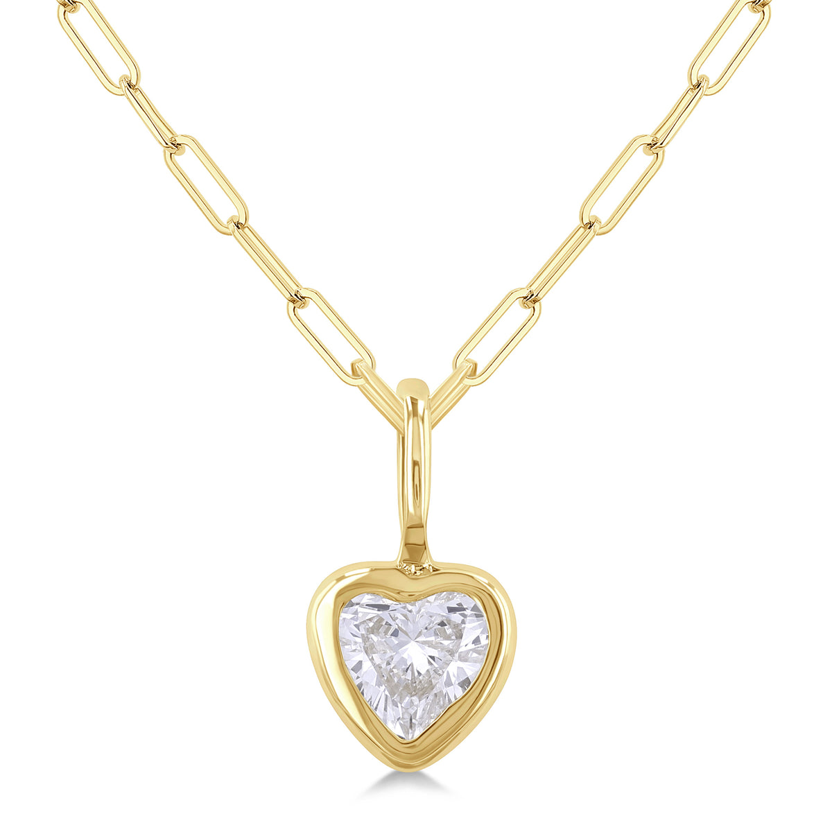 14Kt Yellow Gold Pendant with Bezel Set Heart Shaped Diamond